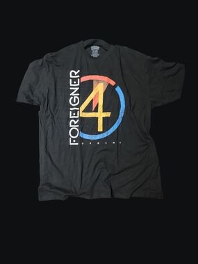 Foreigner '4' Graphic Black Short Sleeve Tee